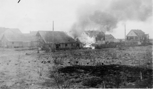 The burning of cannery-owned houses at Acme Cannery. City of Richmond Archives Photograph 2000 15 2