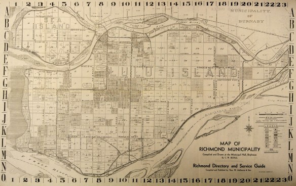 Street map of Richmond, 1937, showing changes to numbered east/west roads, along iwth old names in parentheses. City of Richmond Archives Map 1989 11 1 