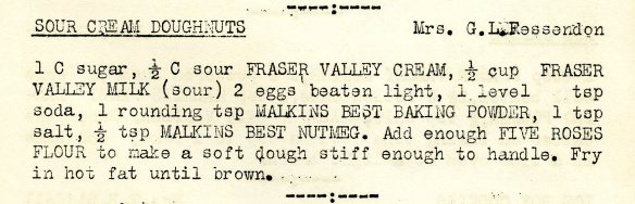 Recipe for Sour Cream Doughnuts on page 13 of "Tested Recipes."