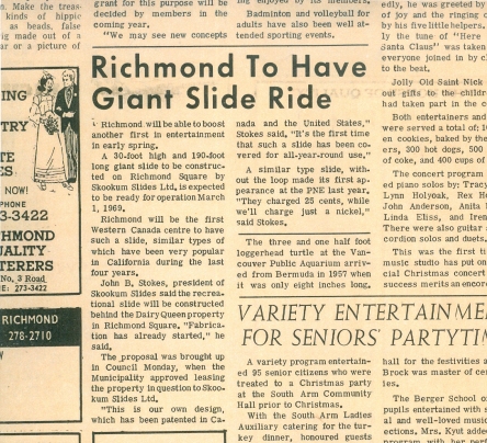 A clipping from the Richmond Review, January 8, 1969.
