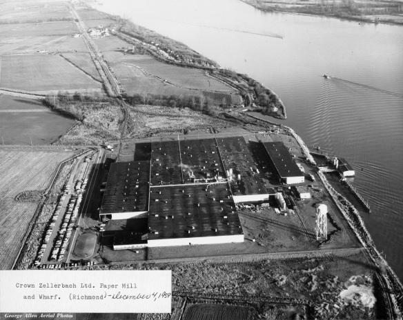 Crown Zellerbach paper mill and wharf, 1959. City of Richmond Archives Photograph 2010 87 28