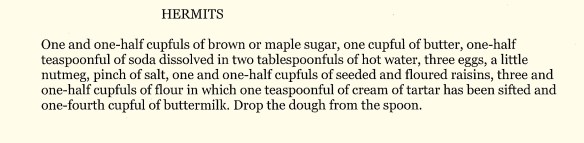 Recipe for Hermits from "Woman's Favorite Cook Book." City of Richmond Archives reference files