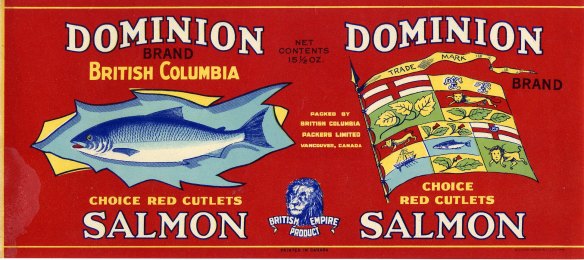 Dominion Brand Salmon labels bore the image of the British Lion with 
