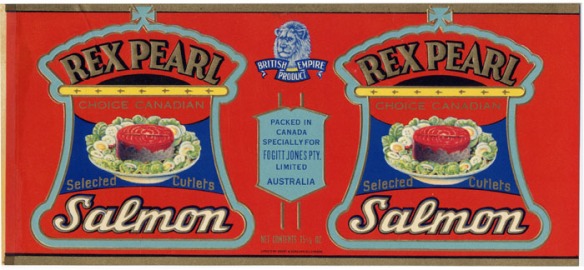 An Australian label for Rex Pearl Choice Canadian Salmon.